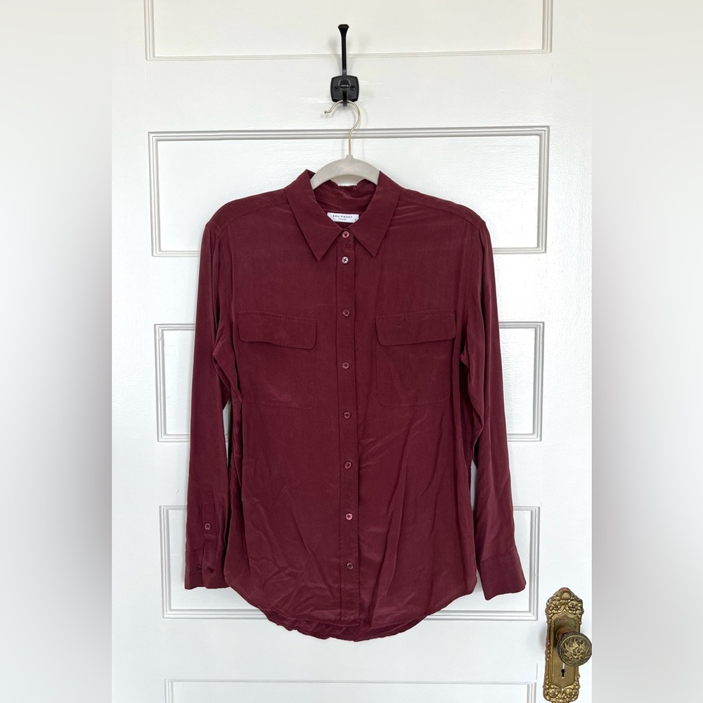 Washed silk slim Signature shirt, designed by Kate Moss for Equipment A/W16
